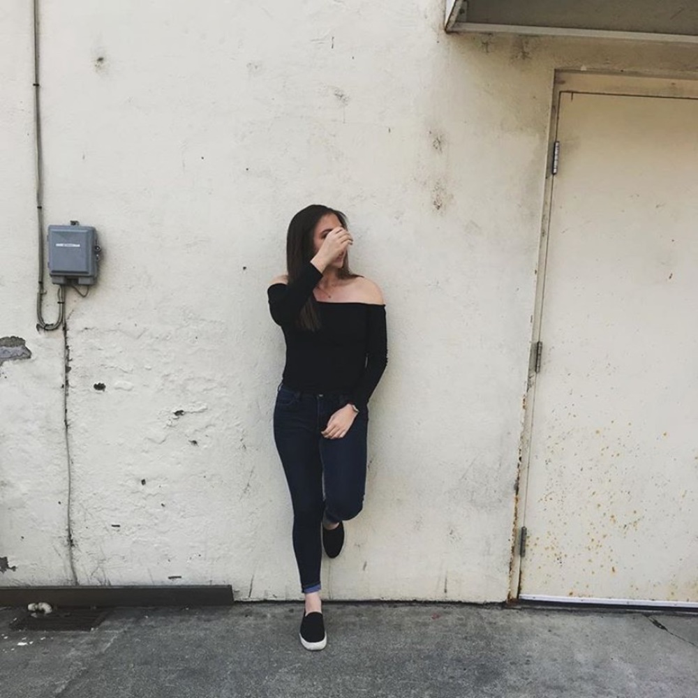 Off the should black crop top